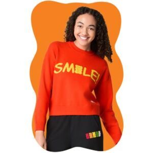 Jc Penney × Haribo Gummy Bear -SMILE Orange sweatshirt Sweater Women's Large